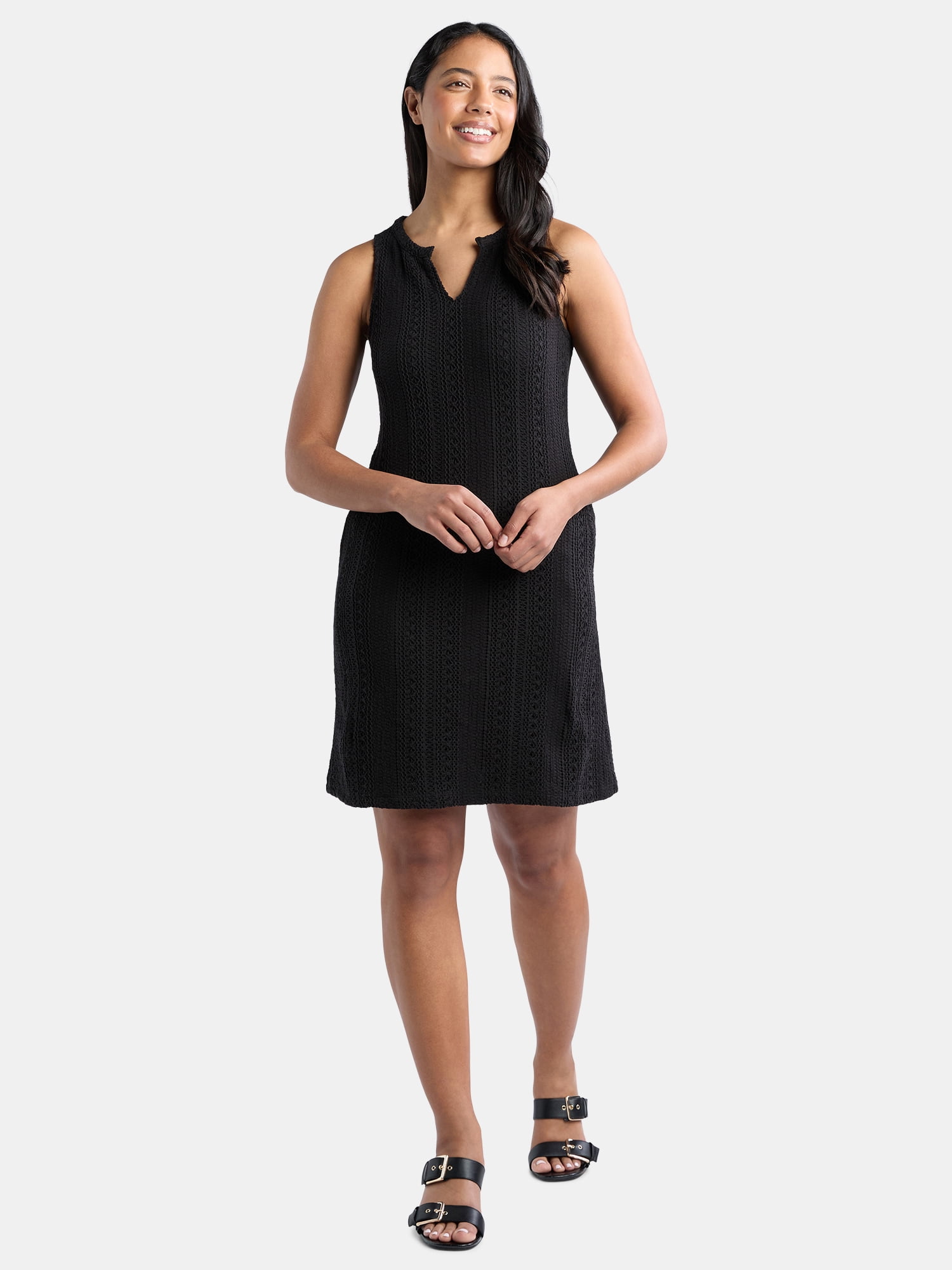 Time and Tru Women's Cotton Crochet Mini Dress, Sleeveless, A-line, Side  Pockets - Walmart.com