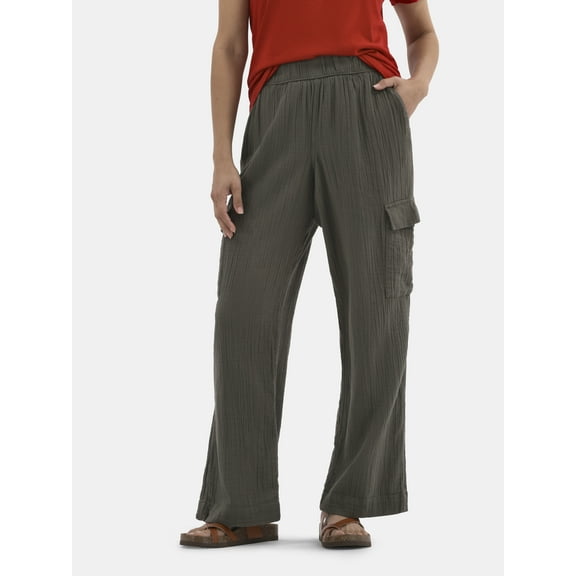 Time and Tru Women's and Women's Plus Cotton Double Cloth Cargo Pants, Sizes XS-4X