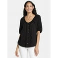 thumbnail image 1 of Time and Tru Women's Cotton Peasant Top, Sizes XS-XXXL, 1 of 5