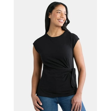 Time and Tru Women's Cotton Side Tie Top, Sizes XS-XXXL