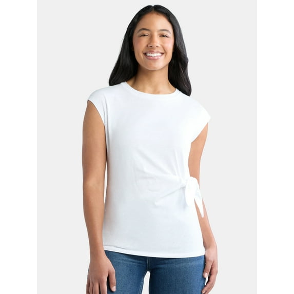 Time and Tru Women's Cotton Side Tie Top, Sizes XS-XXXL