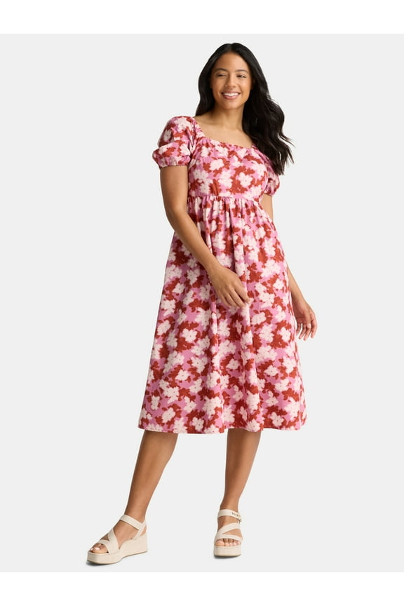 Women's Cotton Tie Back Midi Dress, Sizes XS-XXXL