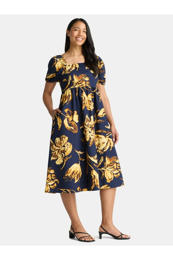 Women's Cotton Tie Back Midi Dress, Sizes XS-XXXL