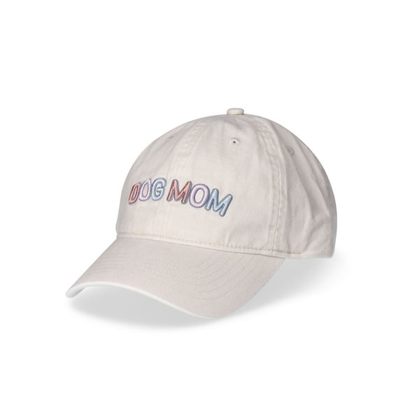 Time and Tru Women's Cotton Twill Dog Mom Baseball Hat, Mother of Pearl