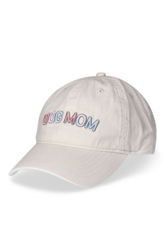 Women's Cotton Twill Dog Mom Baseball Hat, Mother of Pearl
