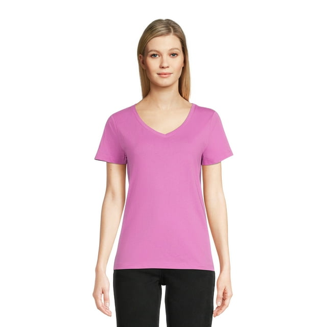 Time and Tru Women's Cotton VNeck TShirt