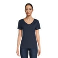 thumbnail image 1 of Time and Tru Women's Cotton V-Neck T-Shirt, 1 of 5