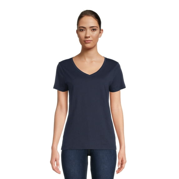 Time and Tru Women's Cotton V-Neck T-Shirt