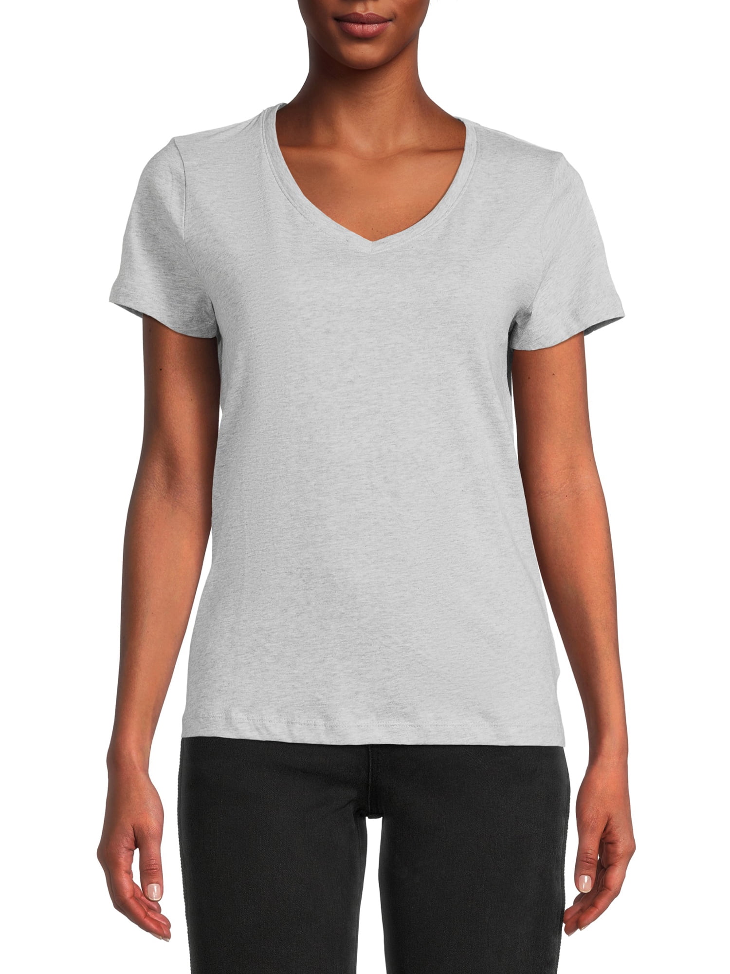 Time and Tru Women's Cotton V-Neck T-Shirt