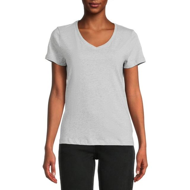 Time and Tru Women's Cotton V-Neck T-Shirt - Walmart.com
