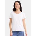 thumbnail image 1 of Time and Tru Women's Cotton V-Neck Tee with Short Sleeves, 2-Pack, Sizes XS-XXXL, 1 of 5