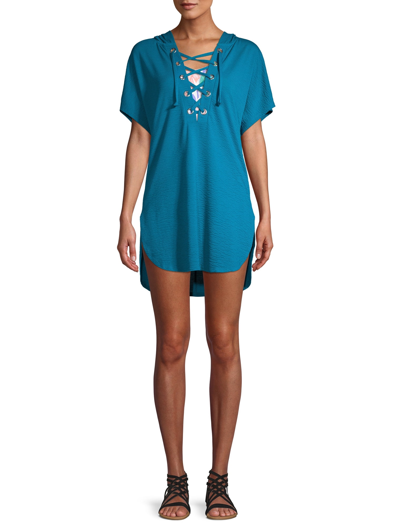 Time and Tru Women's Cover Up with Hood