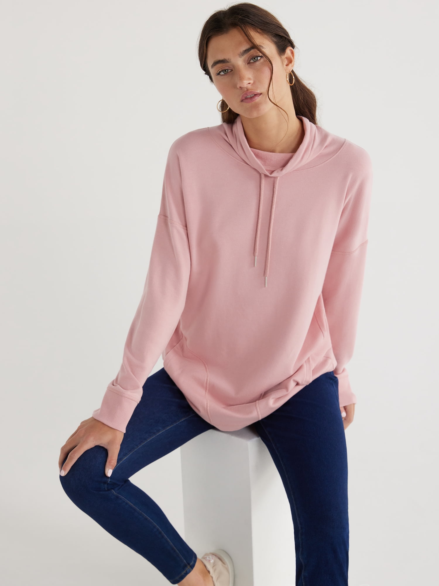 Time and Tru Women s Cowl Neck Tunic Sweatshirt Sizes XS XXXL
