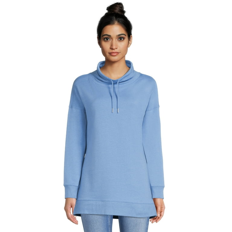 Time and Tru Women s Cowl Neck Tunic Sweatshirt Walmart