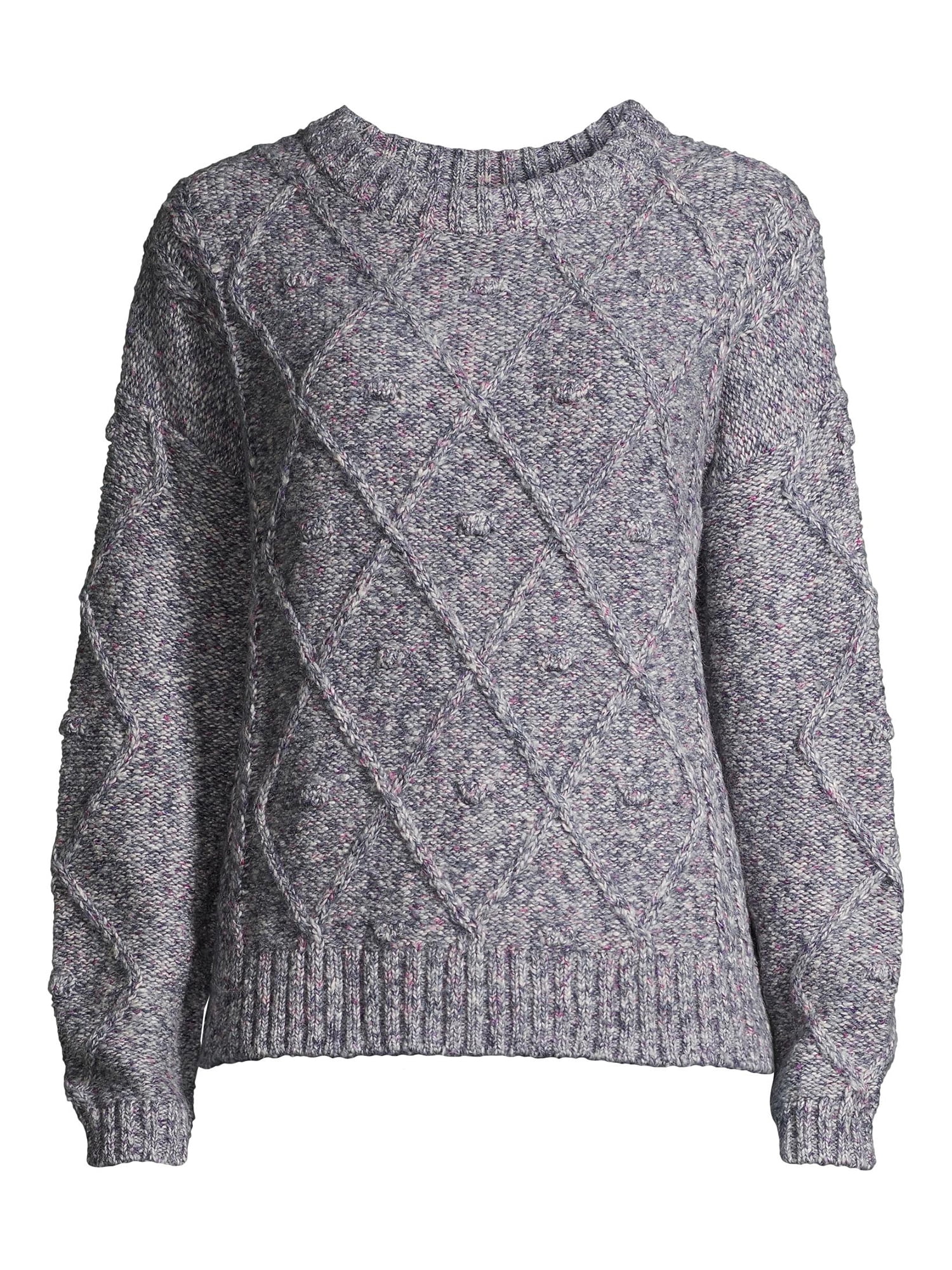 Time and Tru Women's Crewneck Cable Knit Sweater - Walmart.com