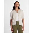 thumbnail image 1 of Time and Tru Women's Crewneck Cardigan with Short Sleeves, Lightweight, Sizes XS-XXXL, 1 of 6