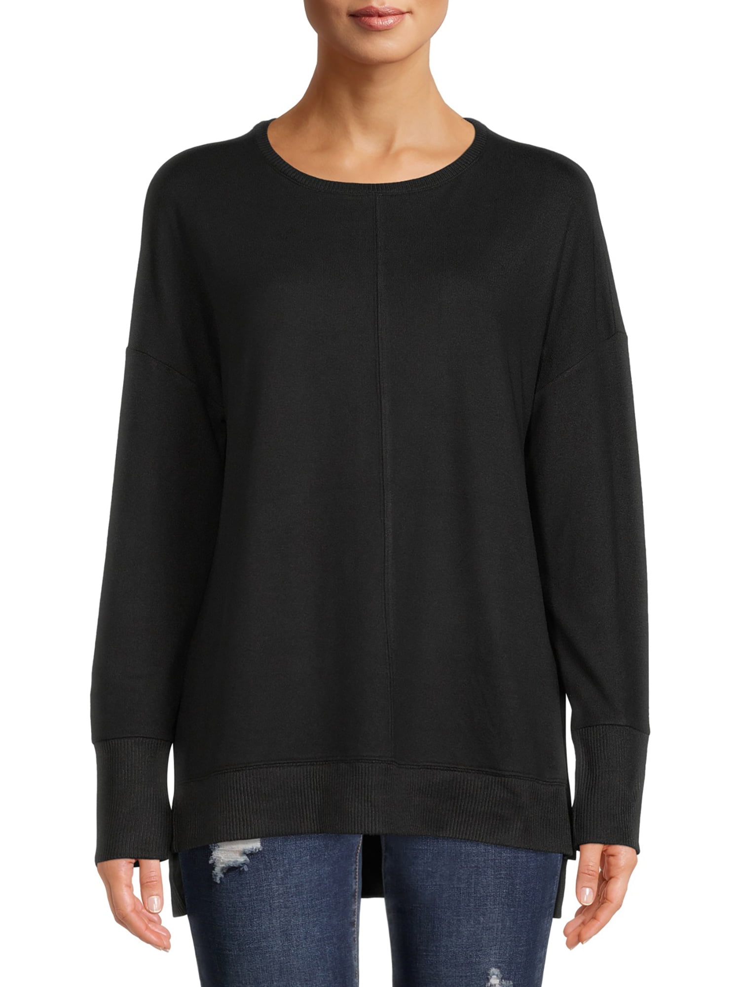 Time and Tru Women's Crewneck Hacci Knit Tunic - Walmart.com