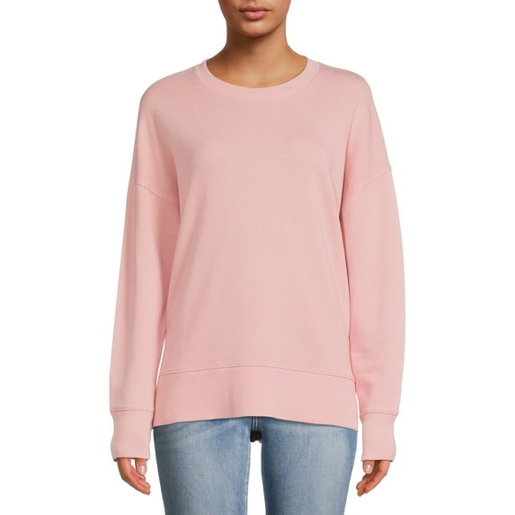 Time and Tru Women's Crewneck Hem & Dropped Shoulder, Sweatshirts (Women's)