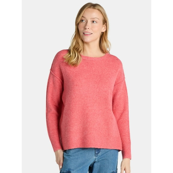 Time and Tru Women’s Crewneck Pullover Sweater with Long Sleeves, Midweight, Sizes XS-XXXL