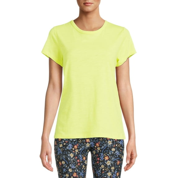 Time and Tru Women's Crewneck Slub Tee with Short Sleeves