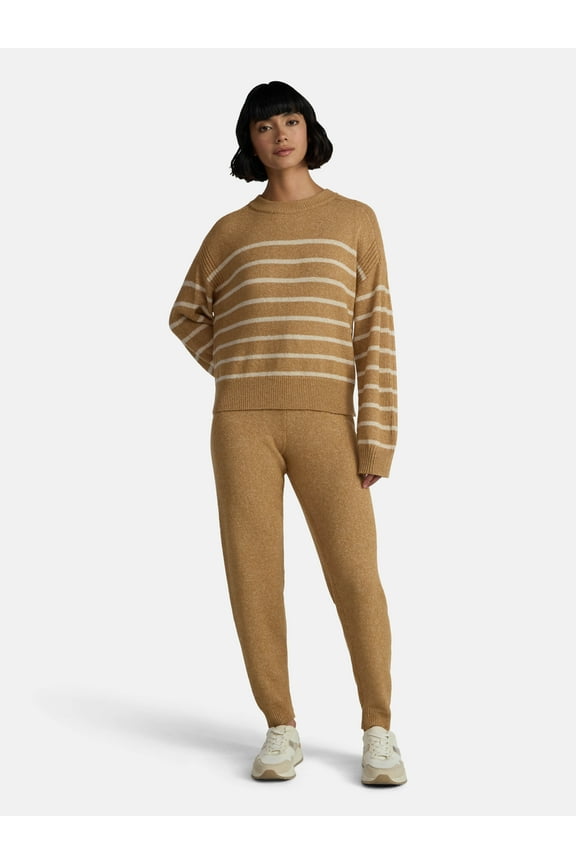Women's Striped Sweater and Jogger Pants Set, Sizes XS-XXXL