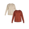 thumbnail image 1 of Time and Tru Women's Crewneck Sweatshirt with High-Low Hem, 2-Pack, Sizes XS-XXXL, 1 of 5
