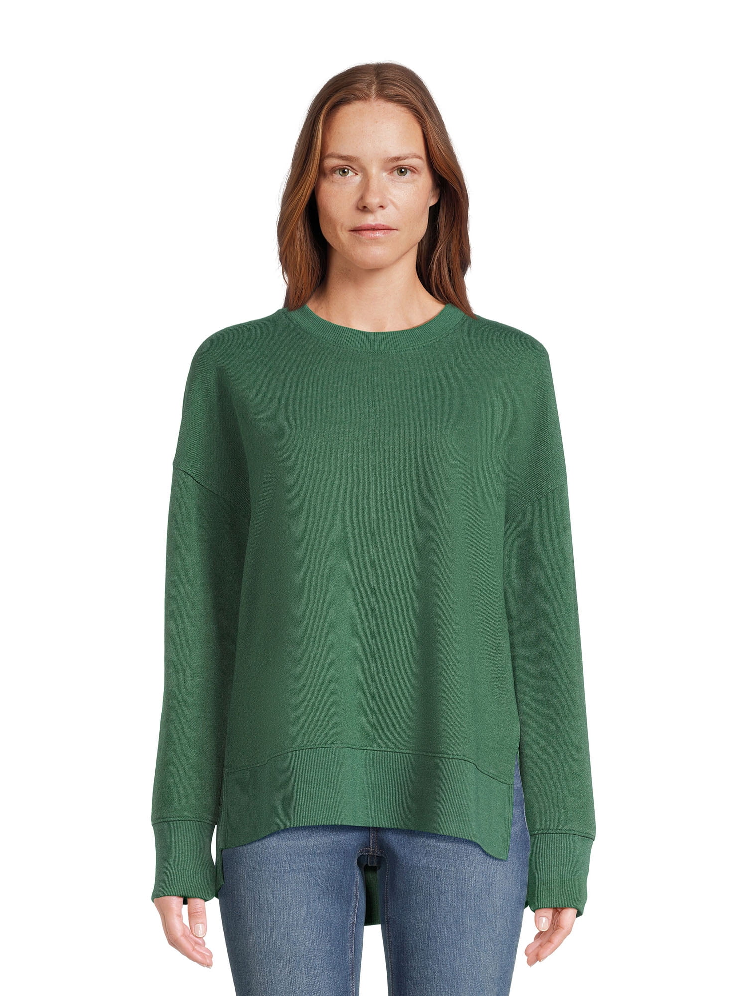 Time and Tru Women's Crewneck Sweatshirt with High-Low Hem, 2-Pack, Sizes  XS-XXXL - Walmart.com