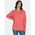 thumbnail image 1 of Time and Tru Women's Crewneck Sweatshirt with High-Low Hem, Sizes XS -4X, 1 of 5