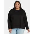 thumbnail image 1 of Time and Tru Women's Crewneck Sweatshirt with High-Low Hem, Sizes XS -4X, 1 of 5