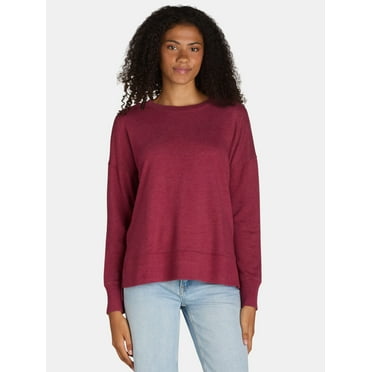 Time and Tru Women's Crewneck Sweatshirt with High-Low Hem, Sizes XS -4X