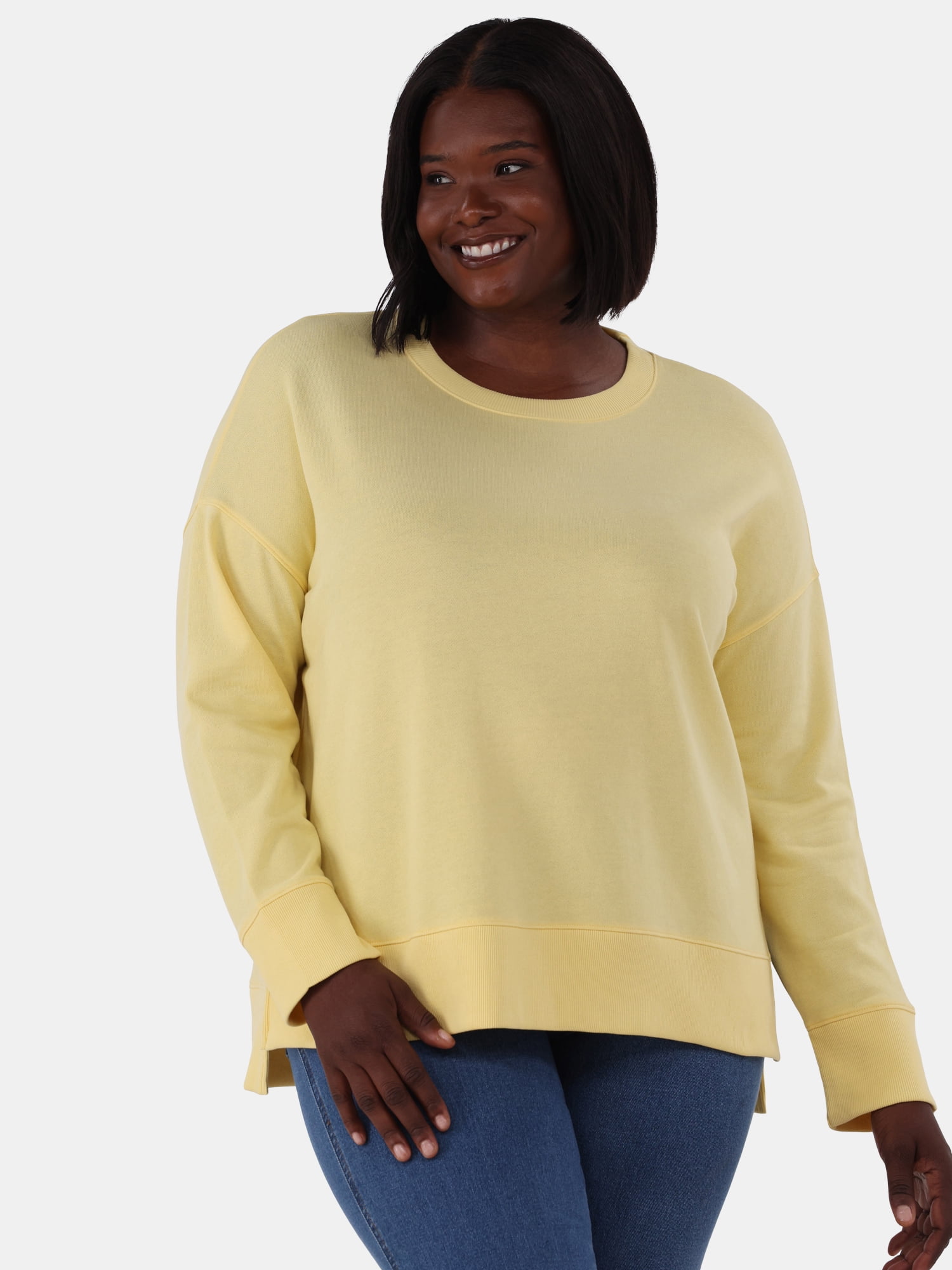 Time and Tru Women's Tunic Sweatshirt with High-Low Hem, Sizes XS -4X