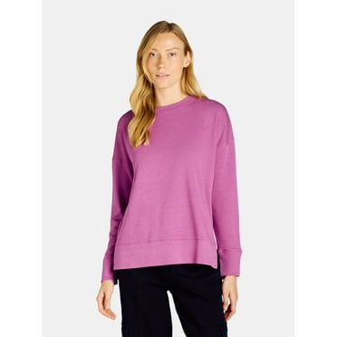 Time and Tru Women's Crewneck Sweatshirt with High-Low Hem, Sizes XS -4X