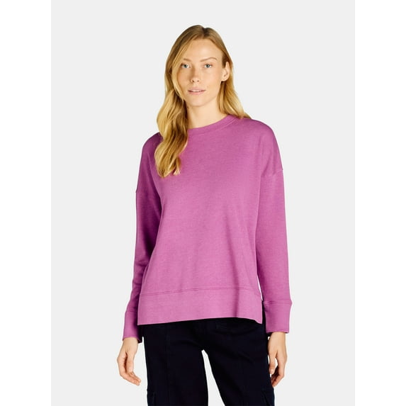 Time and Tru Women's Tunic Sweatshirt with High-Low Hem, Sizes XS -4X
