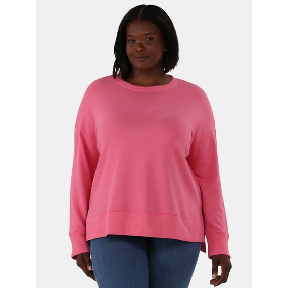 Time and Tru Women's Tunic Sweatshirt with High-Low Hem, Sizes XS -4X