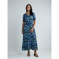 thumbnail image 1 of Time and Tru Women's Crinkle Maxi Dress with Short Sleeves, Sizes XS-XXXL, 1 of 4