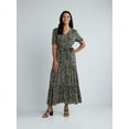 thumbnail image 1 of Time and Tru Women's Crinkle Maxi Dress with Short Sleeves, Sizes XS-XXXL, 1 of 4