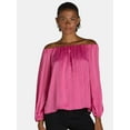 thumbnail image 1 of Time and Tru Women's Crinkle Off the Shoulder Blouse, S-XXXL, 1 of 4