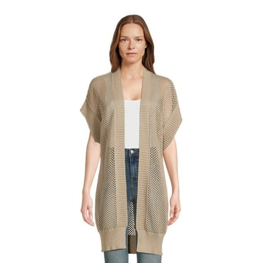 Time and Tru Women's Crochet Layering Duster, Sizes S/M-2XL/3XL