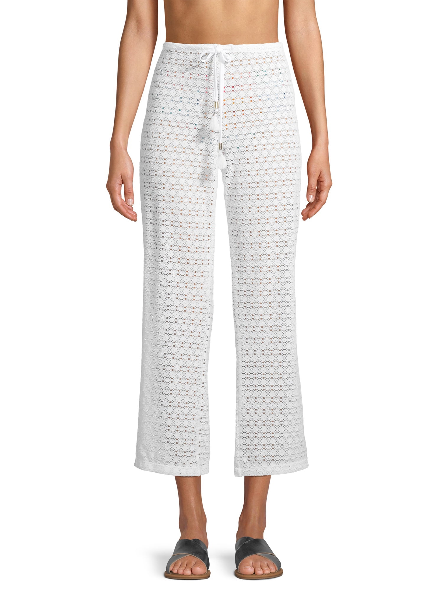 Time and Tru Women's Crochet Swimsuit Coverup Pants