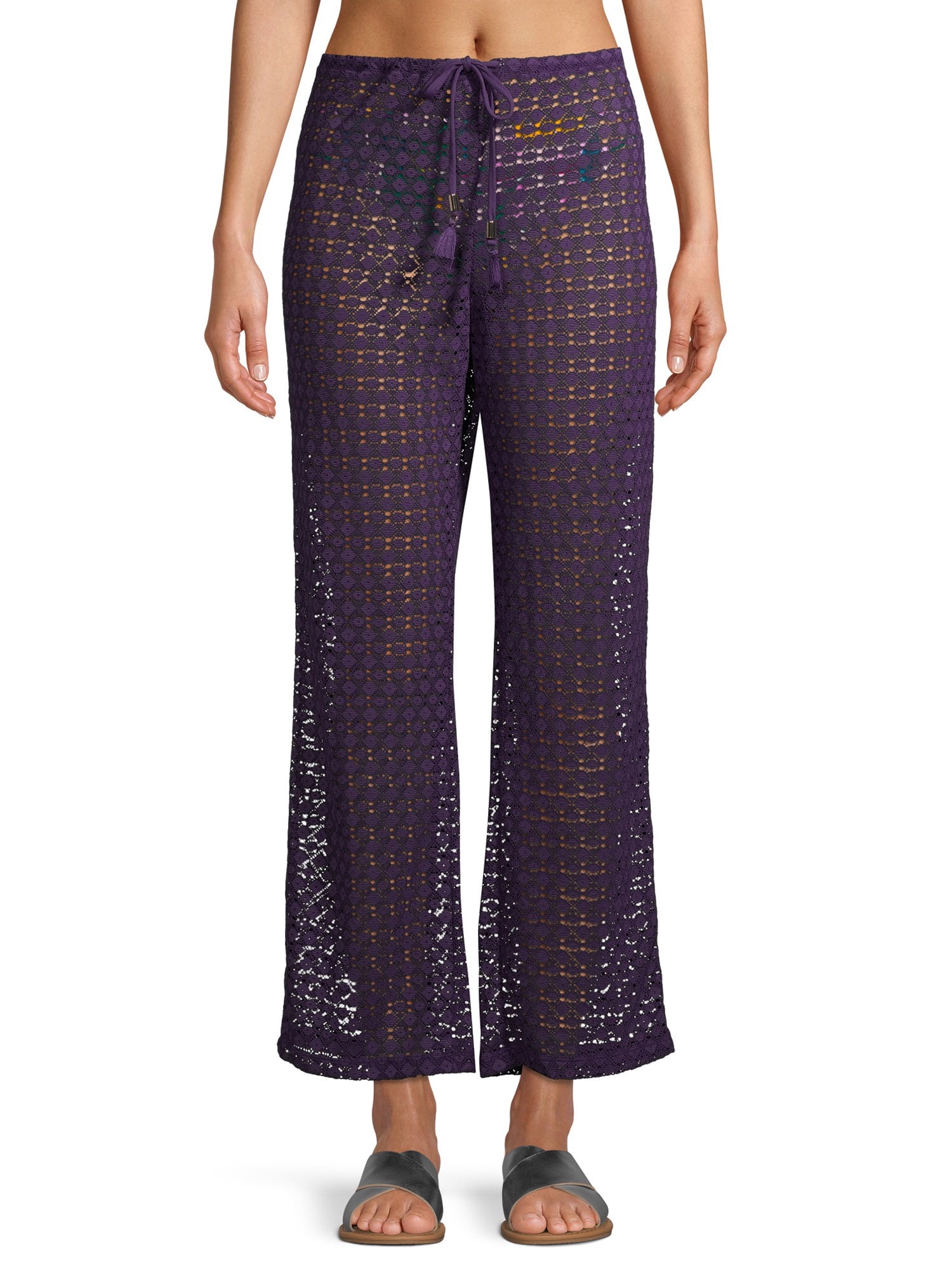 Time and Tru Women's Crochet Swimsuit Coverup Pants
