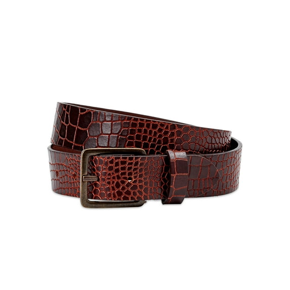 Time and Tru Women's Croco Leather Belt, Brown
