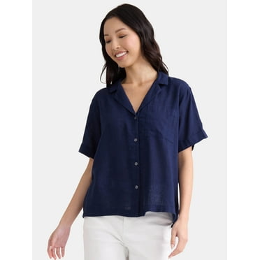 Time and Tru Women’s Cropped Camp Shirt, Sizes XS-XXXL