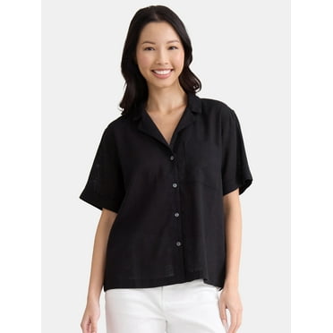 Time and Tru Women’s Cropped Camp Shirt, Sizes XS-XXXL