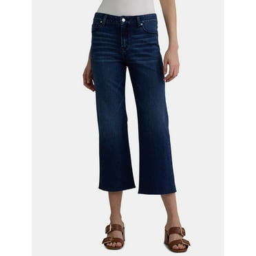 Time and Tru Women's Cropped Flare Jeans with Raw Hem, 26” Inseam, Sizes 2-20