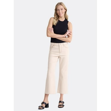 Time and Tru Women's Cropped Flare Jeans with Raw Hem, 26” Inseam, Sizes 2-20