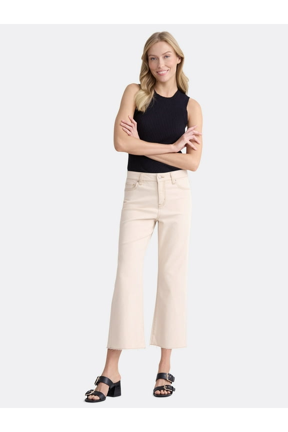 Women's Cropped Flare Jeans with Raw Hem, 26” Inseam, Sizes 2-20