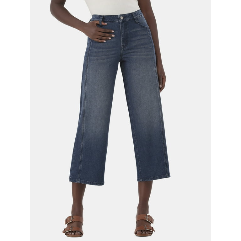 Time and Tru Women's Cropped Wide Leg Jeans, 26