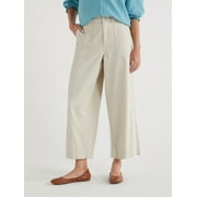 Time and Tru Women's Cropped Wide Leg Pants, Inseam 24", Sizes 2-20