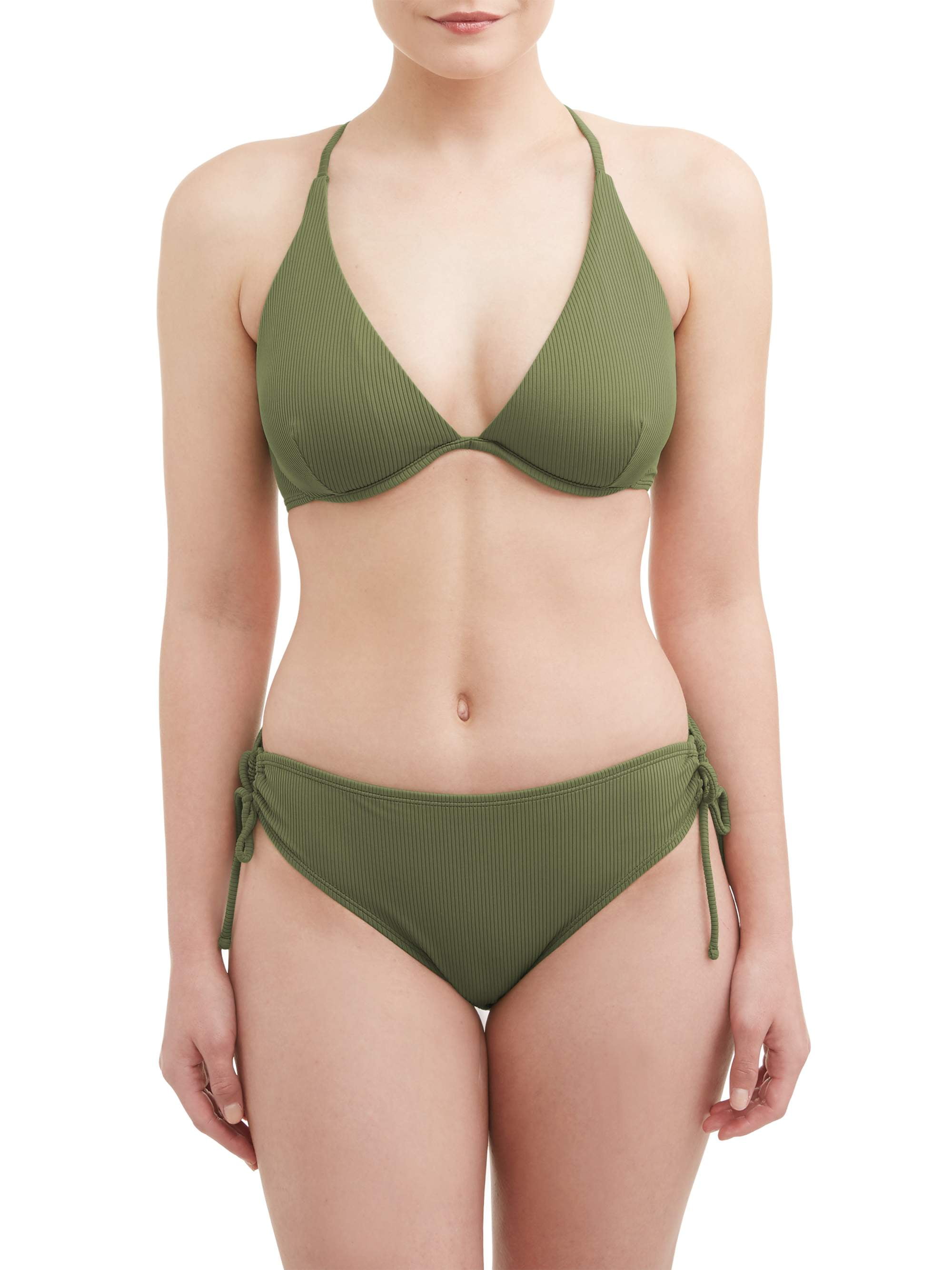 Time and Tru Women's Cross Back V-Neck Bikini Swimsuit Top