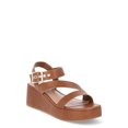 thumbnail image 1 of Time and Tru Women's Cross Strap Wedge Sandals, 1 of 6